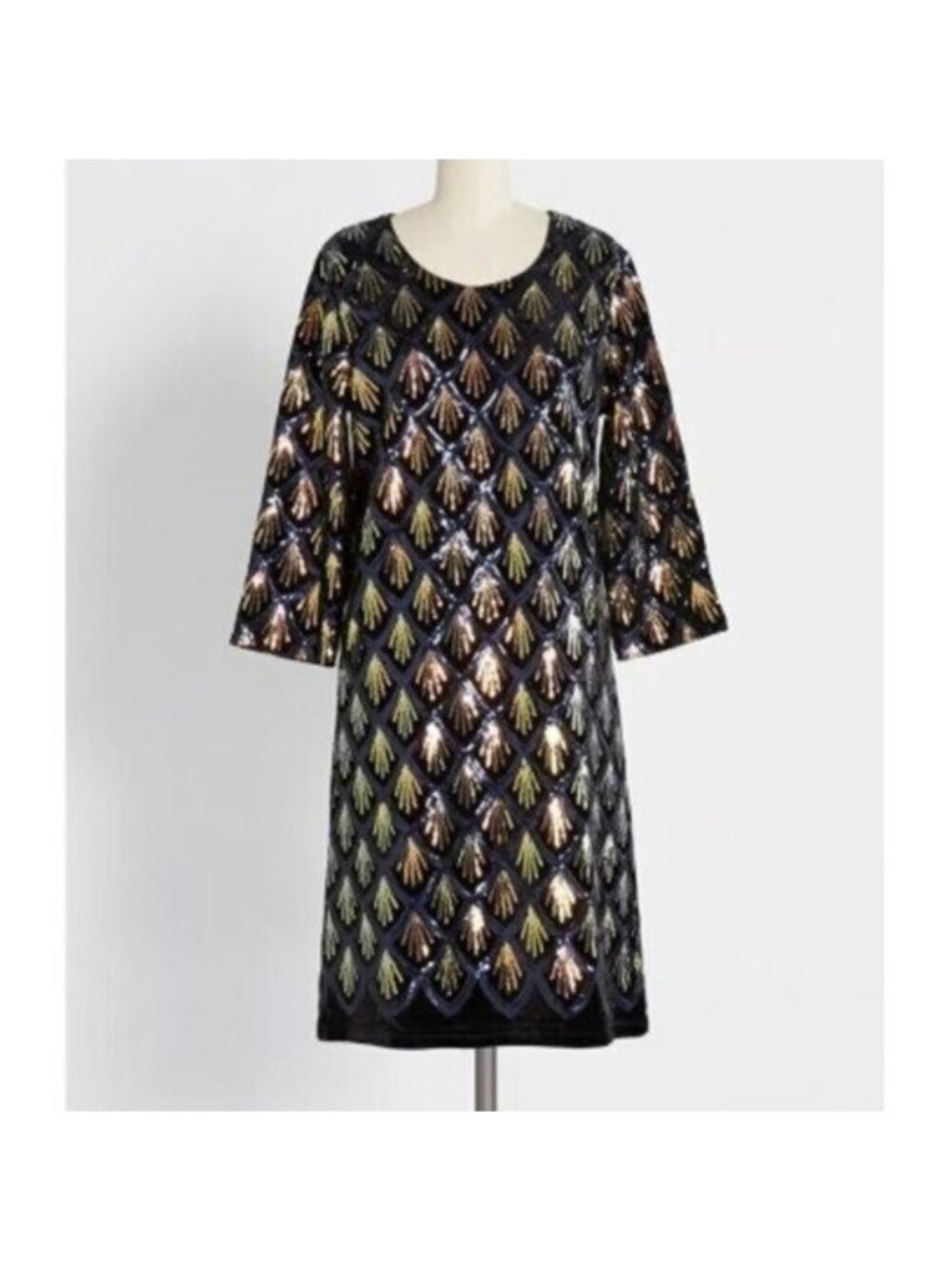 Modcloth Molly Bracken Sequin Dress XS NEW Black Iridescent Holiday Art Deco 20s